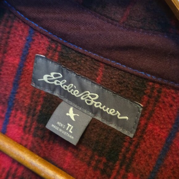 NWOT  -  Men's EDDIE BAUER Plaid Fleece sz TL - Picture 3 of 5